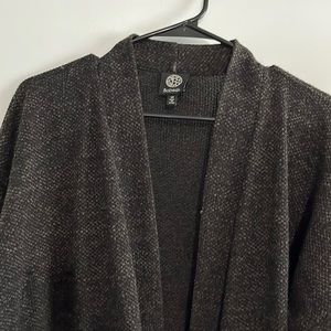 Bobeau grey longline open cardigan 1x
